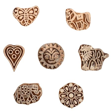 Set of 7 Piece New Mix Wooden Printing Block
